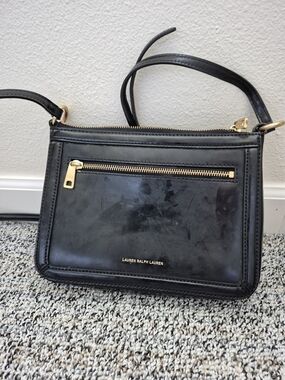 Lauren Ralph Lauren Black Leather Crossbody Bag